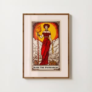 Stampa Burn The Patriarchy, stampa artistica femminista da scaricare, poster di carte dei tarocchi, femminismo, Smash The Patriarchy, stampa stregonesca, arte murale femminista