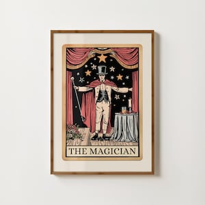 Impresión de la carta del Tarot del Mago, arte espiritual, impresión de brujería, póster de meditación, ilustración popular, arte mural de la carta del Tarot, obra de arte mágica, decoración bohemia