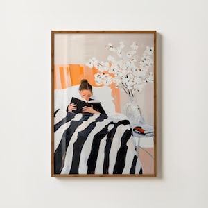 Woman Reading Portrait Print Books Wall Art Reading Prints Bookish Art Prints Reader Painting Book Club Print Bedroom Decor Book Lover Gift