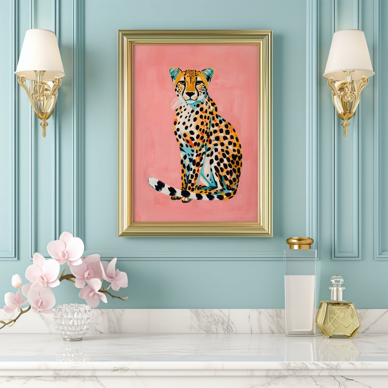 Pink Cheetah Print Eclectic Cheetah Wall Art Preppy Leopard Poster ...