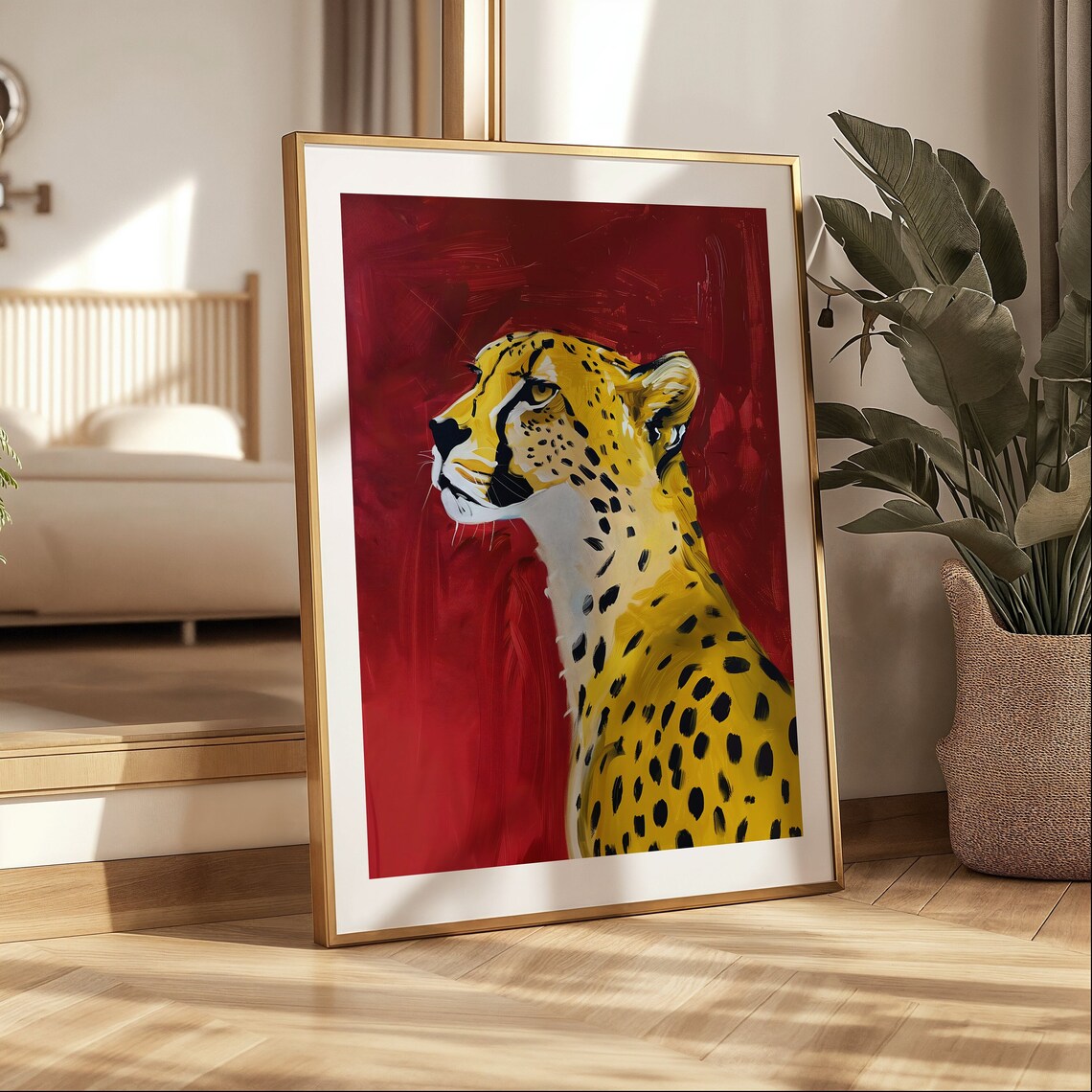 Red Cheetah Print Eclectic Cheetah Wall Art Preppy Leopard Poster ...
