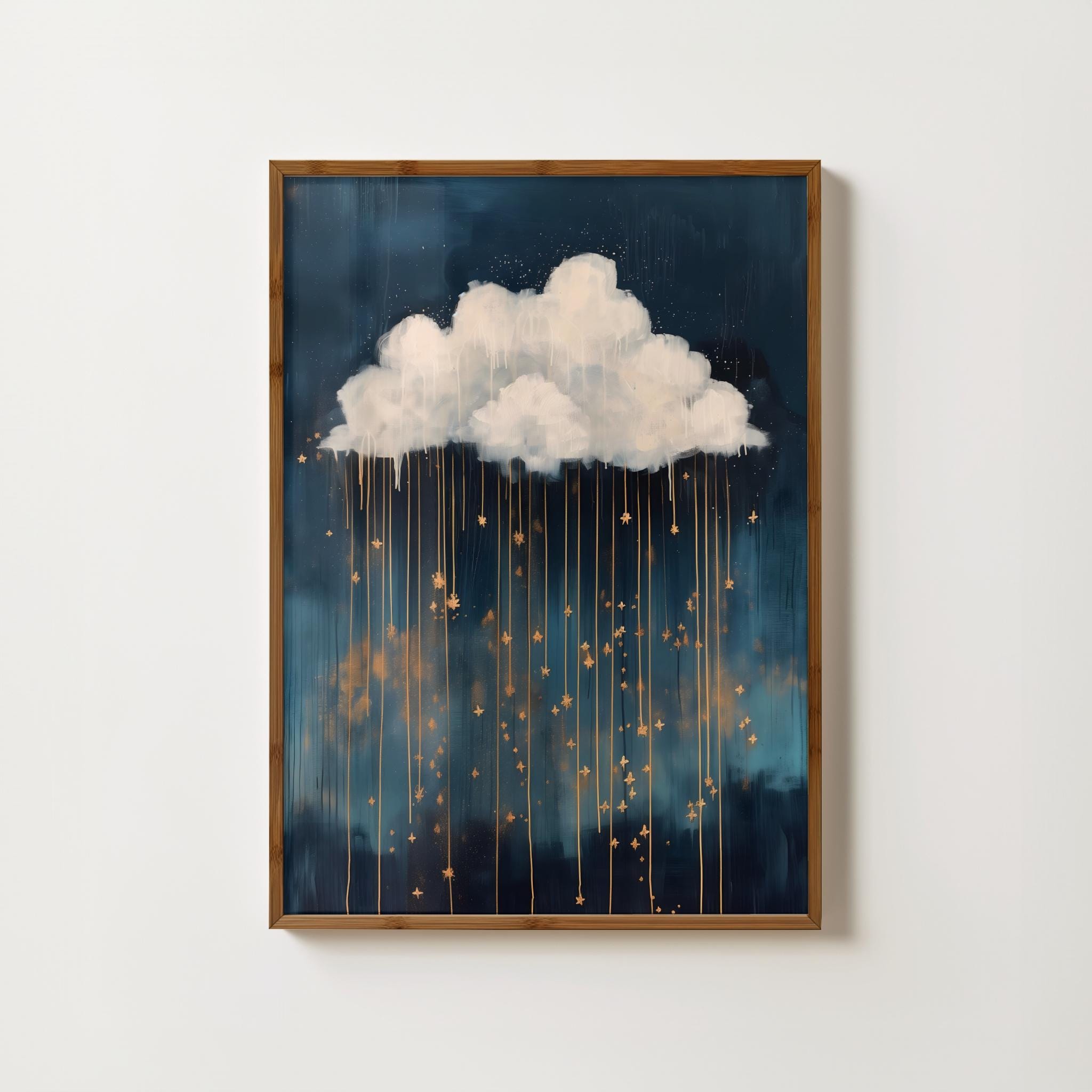 Moody Cloud Print Vintage Cloud Painting Night Sky Wall Art Trendy Cloud Poster Dark Academia Art Antique Gothic Decor Navy Gold Artwork