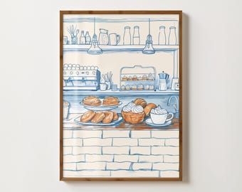 Patisserie Art Print Croissant Print Kitchen Wall Art Breakfast Club Patisserie Shop Decor Bakery Print Coffee Shop Poster Kitchen Print