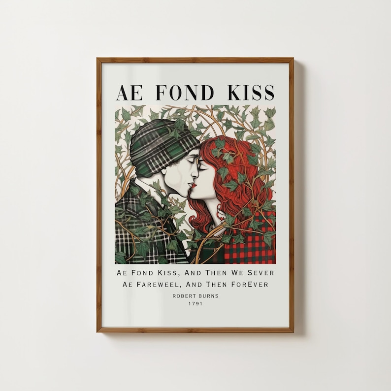 Scottish Art Prints, Robert Burns Wall Art, Scotland Wall Art, Ae Fond Kiss, Scottish Slang, Scotland Gifts, Robert Burns Poem, Scotland Art image 1