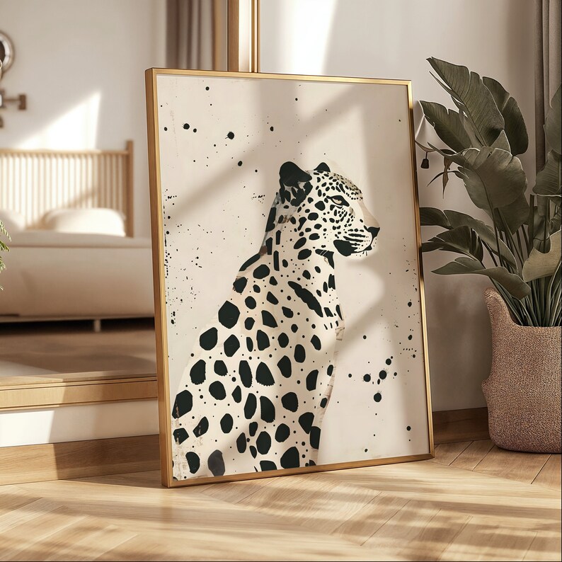 Minimal Cheetah Print Eclectic Cheetah Wall Art Preppy Leopard Poster ...