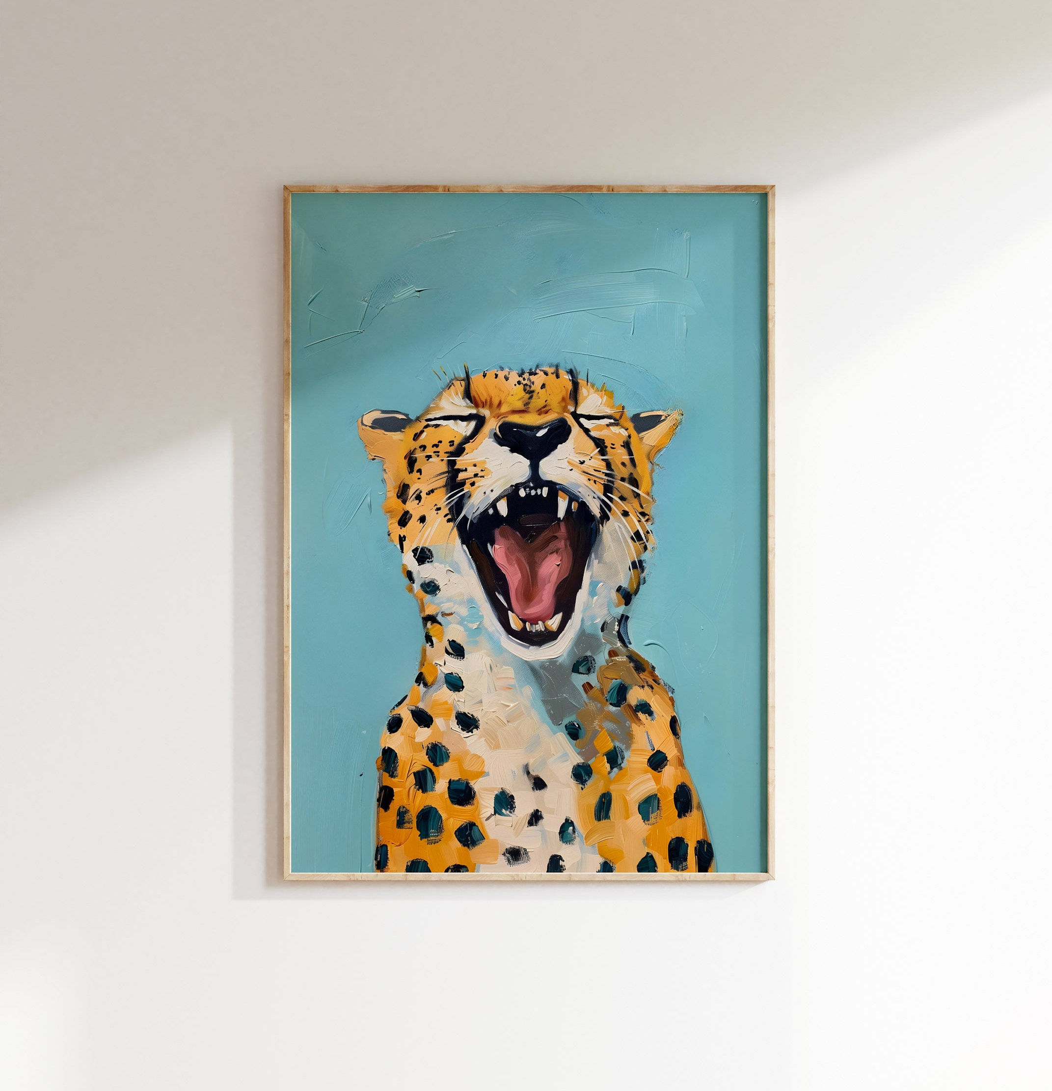 Blue Cheetah Print Eclectic Cheetah Wall Art Preppy Leopard Poster ...