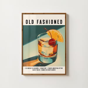 Decoración de carrito de bar con impresión antigua, póster antiguo, arte de pared de cocina, impresiones de recetas de cócteles antiguos, impresiones de alcohol, impresiones de carrito de bar retro