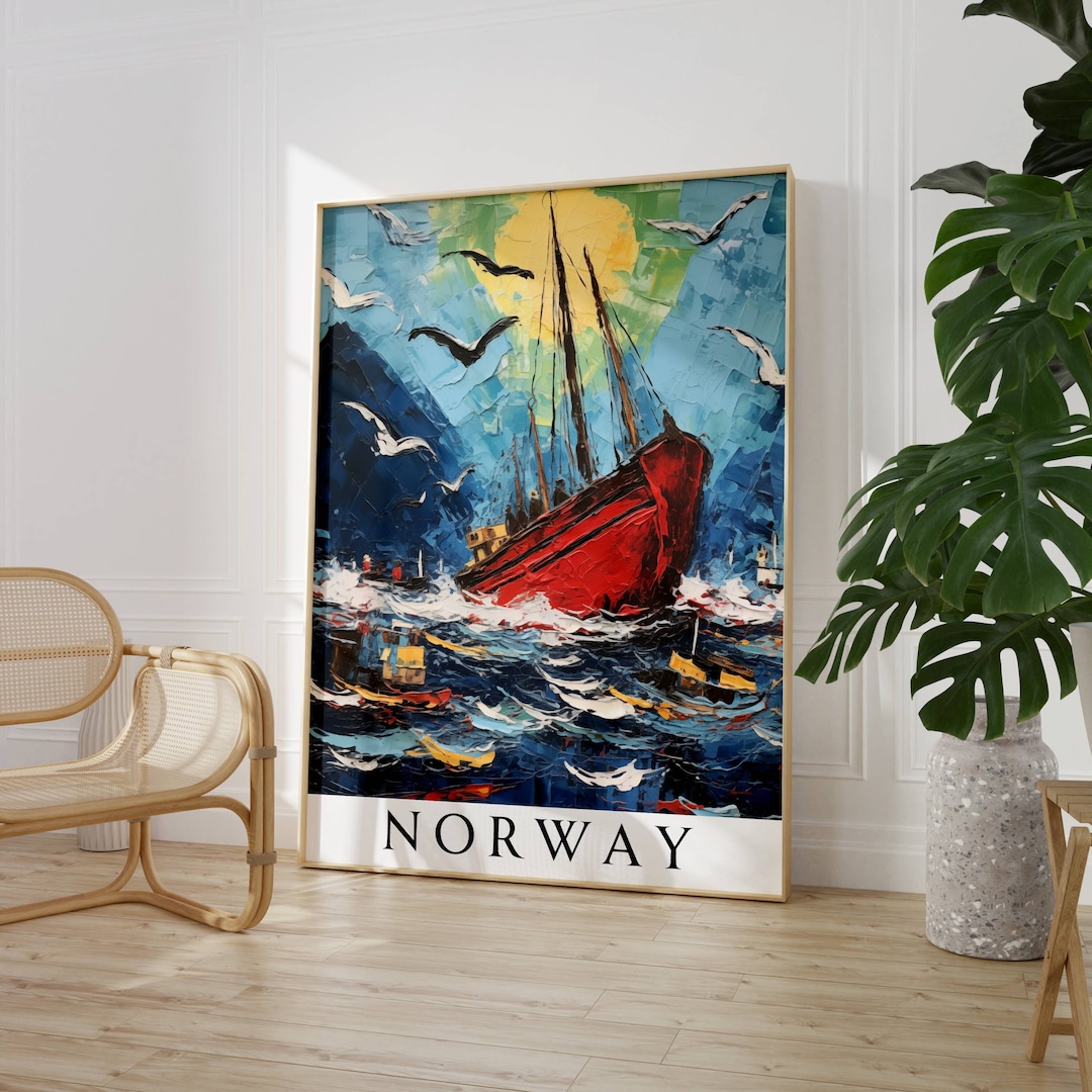 Affiche Norvège Norway Norge Luxury Cruises - Affiche Vintage