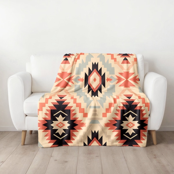 Aztec Blanket, Aztec Throw, Boho Home Decor, Earth Tones Bedspread, Aztec Bedding, Native Blanket, Boho Throw, Autumn Throw, Bed Blanket