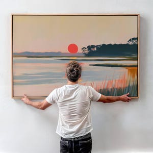 Lámina de puesta de sol en Lowcountry, arte costero de Carolina del Sur, pintura de marisma, regalos de Charleston, arte mural de marisma, decoración sureña, paisaje de puesta de sol