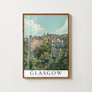 Glasgow Print Scottish Art Print Glasgow Wall Art Scotland Painting Glasgow Gifts Scottish Wall Print Glasgow Sketch Scotland Travel Poster