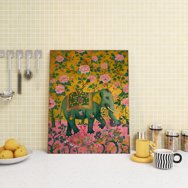 Floral Indian Elephant Print Elephant Painting Elephant Wall Art Indian ...