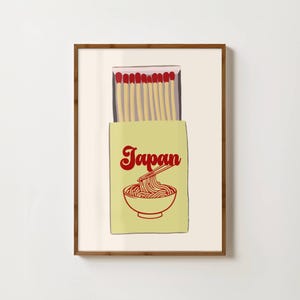 Japan Matchbox Print Tokyo Wall Art Ramen Poster Japanese Food Print Japan Travel Print Retro Kitchen Prints Travel Matches Art Japan Poster