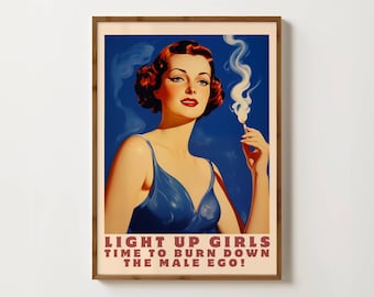 Retro Feminist Print Funny Feminist Art Feminism Poster Burn The Patriarchy Wall Art Feminist Gifts Girl Power Print Female Empowerment