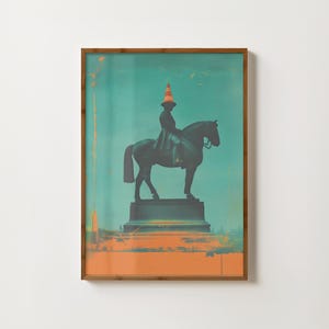 Glasgow Print Duke Of Wellington Statue Glasgow Wall Art Scottish Prints Glasgow Scotland Poster Glasgow Gifts Scottish Glasgow Landmarks
