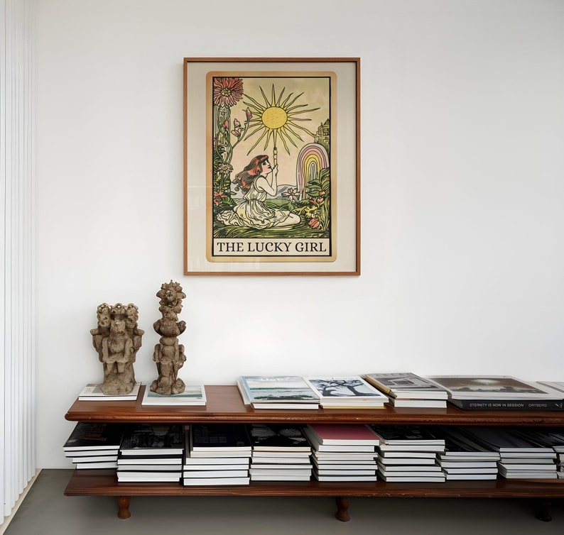 Lucky Girl Print Funny Tarot Wall Art Lucky Girl Syndrome Preppy Dorm Decor Feminist Poster Manifest Prints Maximalist Wall Art Witchy Print bild 2