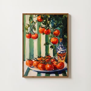 Italian Tomatoes Print Kitchen Wall Art Tomato Food Painting Italian Dining Print Farmhouse Kitchen Print Mediterranean Food Prints Cafe Art