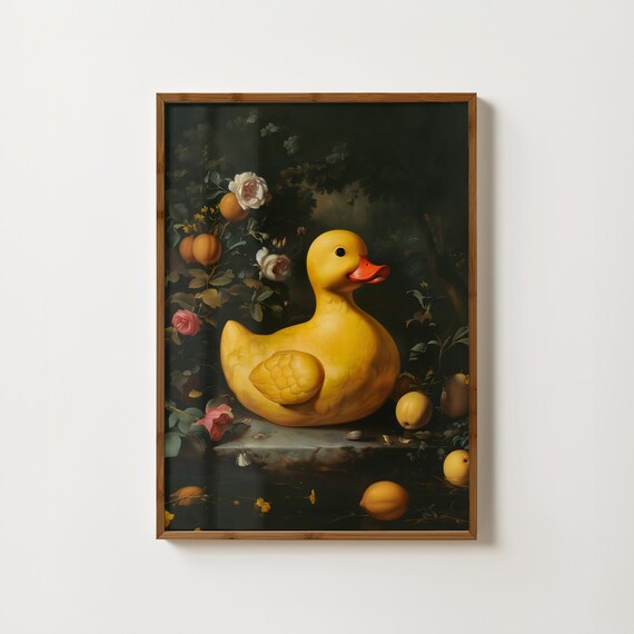 Yellow Rubber Duck Print Eclectic Bathroom Prints Yellow Duck Painting Quirky Bathroom Art Nursery Decor Bathroom Wall Art Fun Toilet Prints