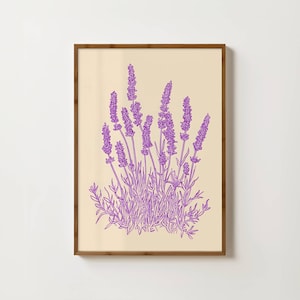 Lavender Prints Purple Floral Art French Country Prints Grandmillenial Art Botanical Farmhouse Art Lilac Nursery Wall Art Vintage Flower Art