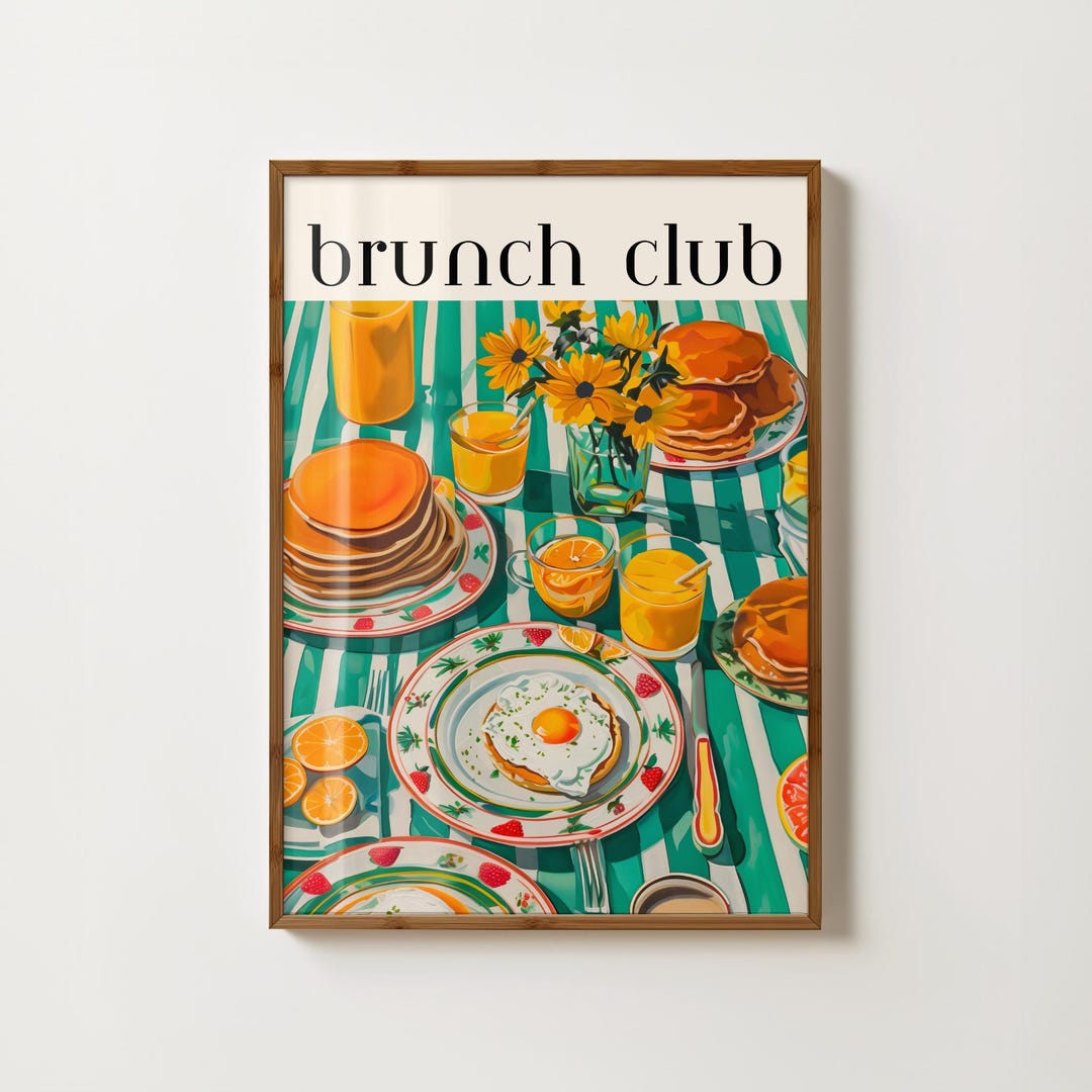 Breakfast Print Brunch Club Print Food Print for Kitchen Breakfast Wall Art Dinner ...