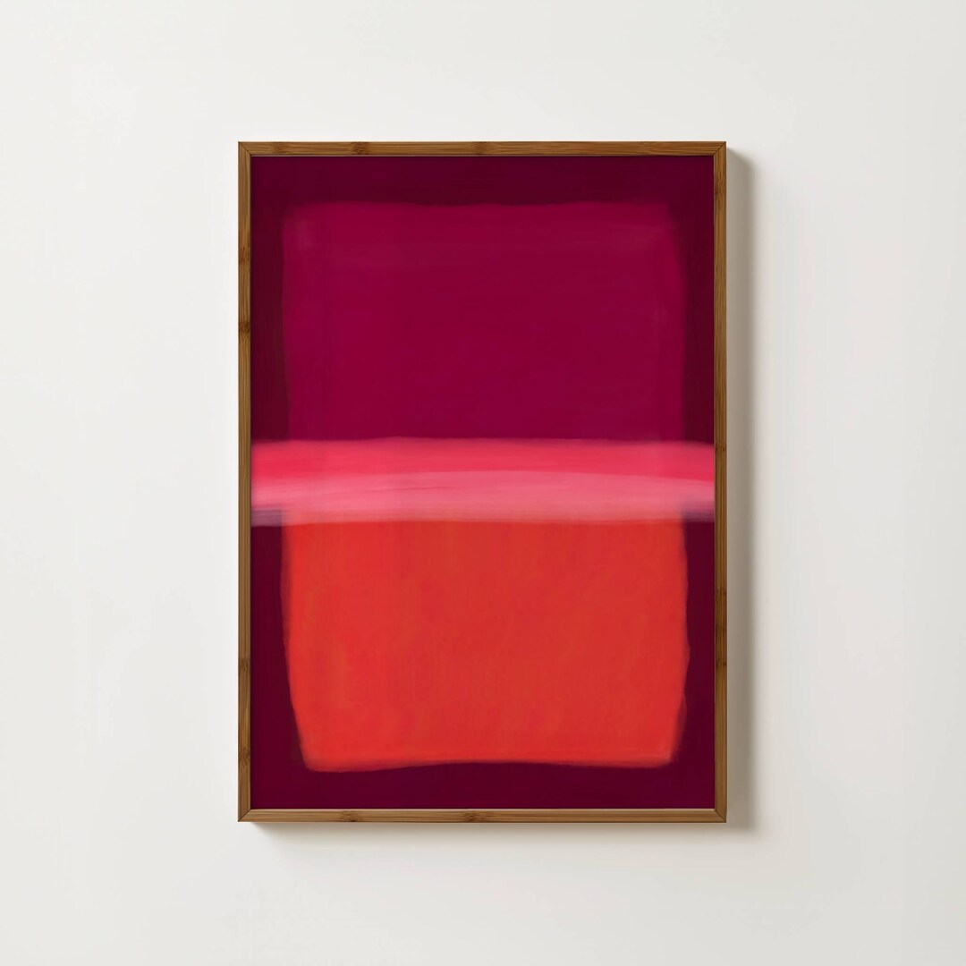 Red Abstract Print Extra Large Wall Art Burgundy Abstract Poster Pink ...