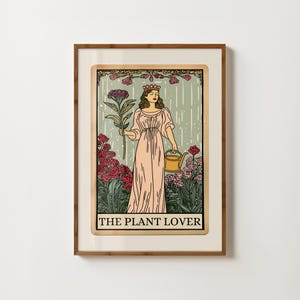 Impresión de cartas del Tarot para amantes de las plantas, impresión de mamá planta, arte mural de jardinería, póster botánico, arte mural para amantes de las plantas, pinturas de plantas, regalo floral para mamá planta.