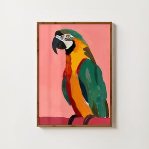 Macaw Parrot Print Colourful Parrot Poster Tropical Bird Print Parrot Gifts Exotic Bird Wall Art Maximalist Decor Pink Bird Print Animal Art
