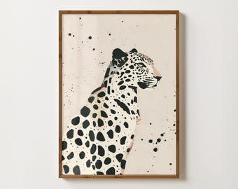 Minimal Cheetah Print Eclectic Cheetah Wall Art Preppy Leopard Poster Bohemian Animal Painting Quirky Dorm Decor Trendy Big Cat Art Print
