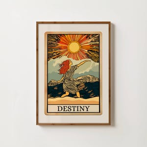 Impresión de la carta del Tarot del Destino, arte espiritual, arte mural del Tarot, póster femenino divino, pintura mística, regalos de brujas, decoración bohemia, impresiones feministas