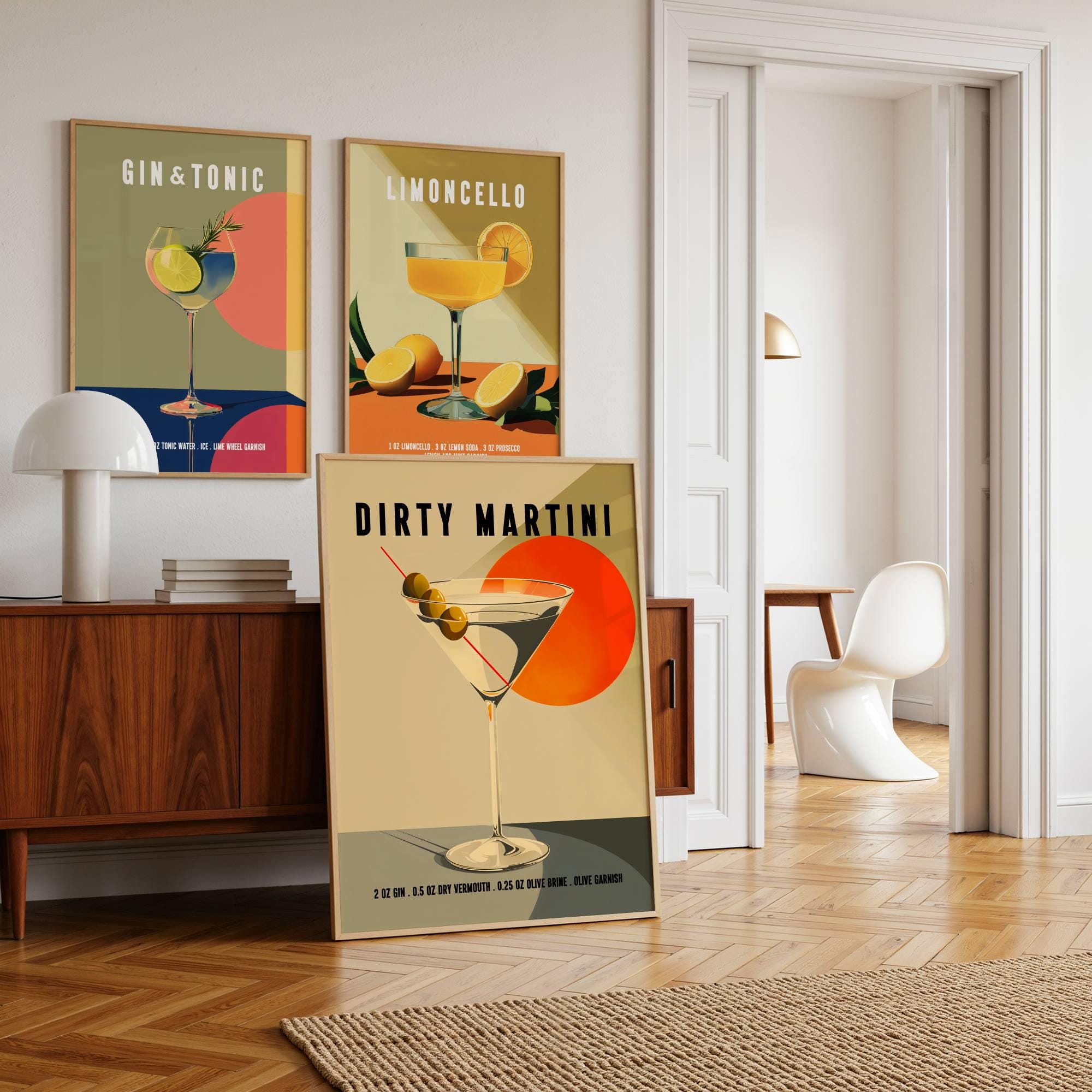 Dirty Martini Print Bar Cart Decor Dirty Martini Poster Kitchen