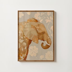 Floral Indian Elephant Print Vintage Elephant Painting Elephant Wall Art Folk Art Elephant Poster Happy Elephant Picture Lucky Elephant Gift