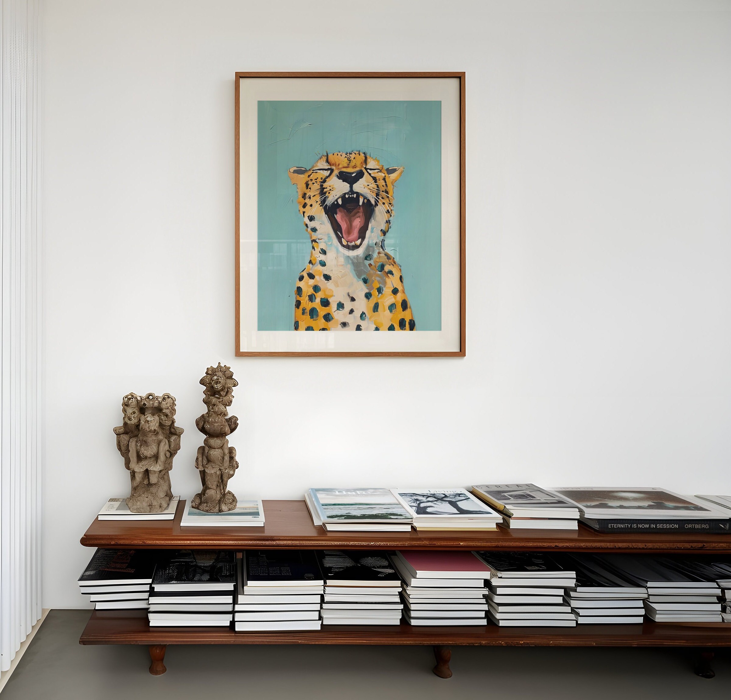 Blue Cheetah Print Eclectic Cheetah Wall Art Preppy Leopard Poster ...