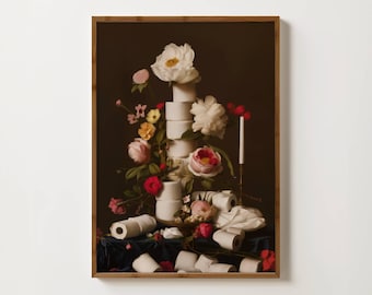 Vintage Floral Toilet Paper Print Funny Bathroom Prints Cool Bathroom Wall Art Antique Bathroom Decor Funny Toilet Print Baroque Art Prints