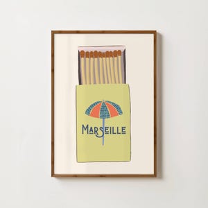 Marseille France Matchbox Print Marseille Travel Poster French Print Matchbook Poster France Travel Print French Riviera Art Marseille Gift
