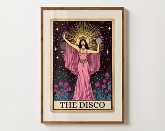 The Disco Tarot Card Print Disco Wall Art Disco Ball Print Tarot Poster Disco Decor Dancing Queen Gifts Disco Lover Gift Tarot Card Wall Art