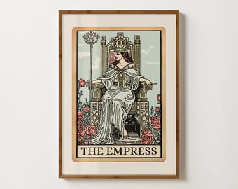 The Empress Tarot Card Print Spiritual Art Tarot Wall Art Witch Prints Witchy Decor Divine Feminine Poster Mystical Painting Feminist Prints