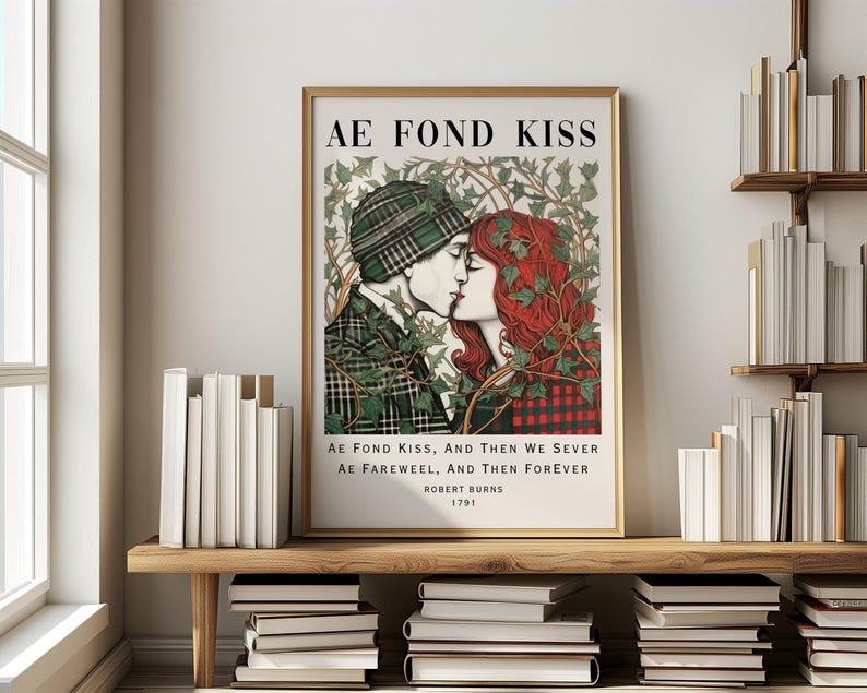 Scottish Art Prints, Robert Burns Wall Art, Scotland Wall Art, Ae Fond Kiss, Scottish Slang, Scotland Gifts, Robert Burns Poem, Scotland Art image 4