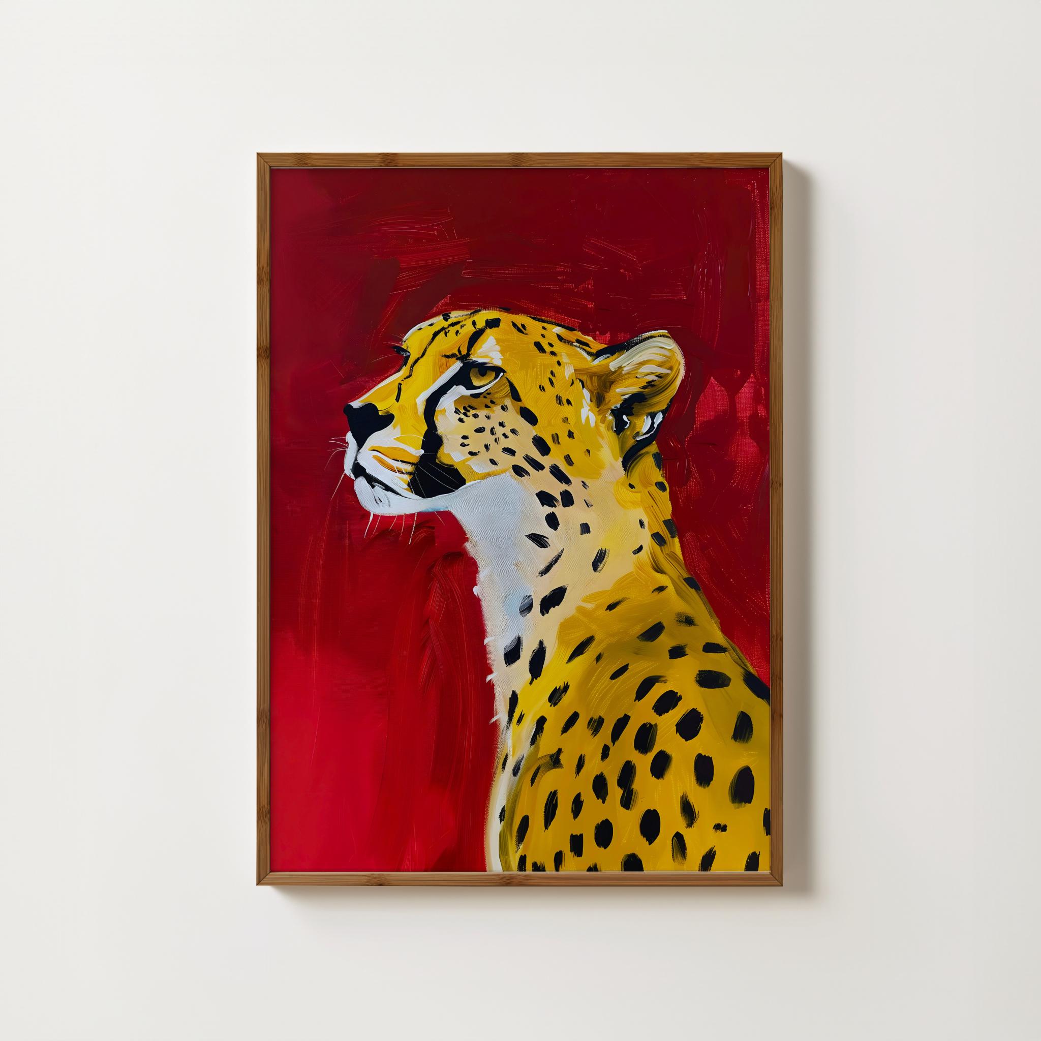 Red Cheetah Print Eclectic Cheetah Wall Art Preppy Leopard Poster ...
