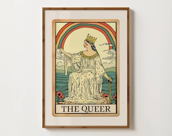 The Queer Tarot Card Print Queer Wall Art Lesbian Print Gay Pride Art Print Feminist Poster Sapphic Art Queer Gifts Lesbian Tarot Card Art