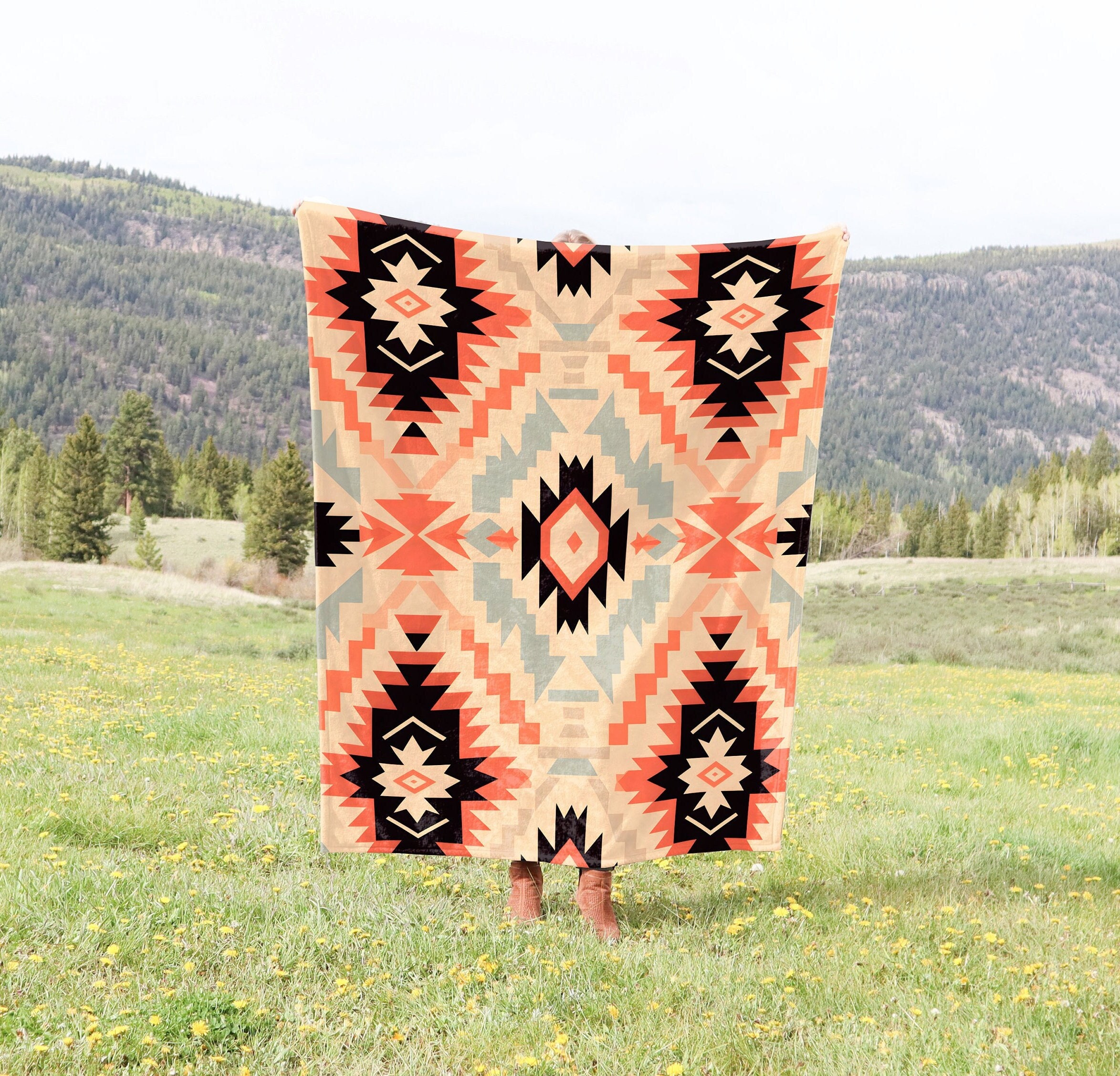 Aztec Blanket Aztec Throw Boho Home Decor Earth Tones Bedspread Aztec Bedding Native Blanket Boho Throw Autumn Throw Bed Blanket Etsy