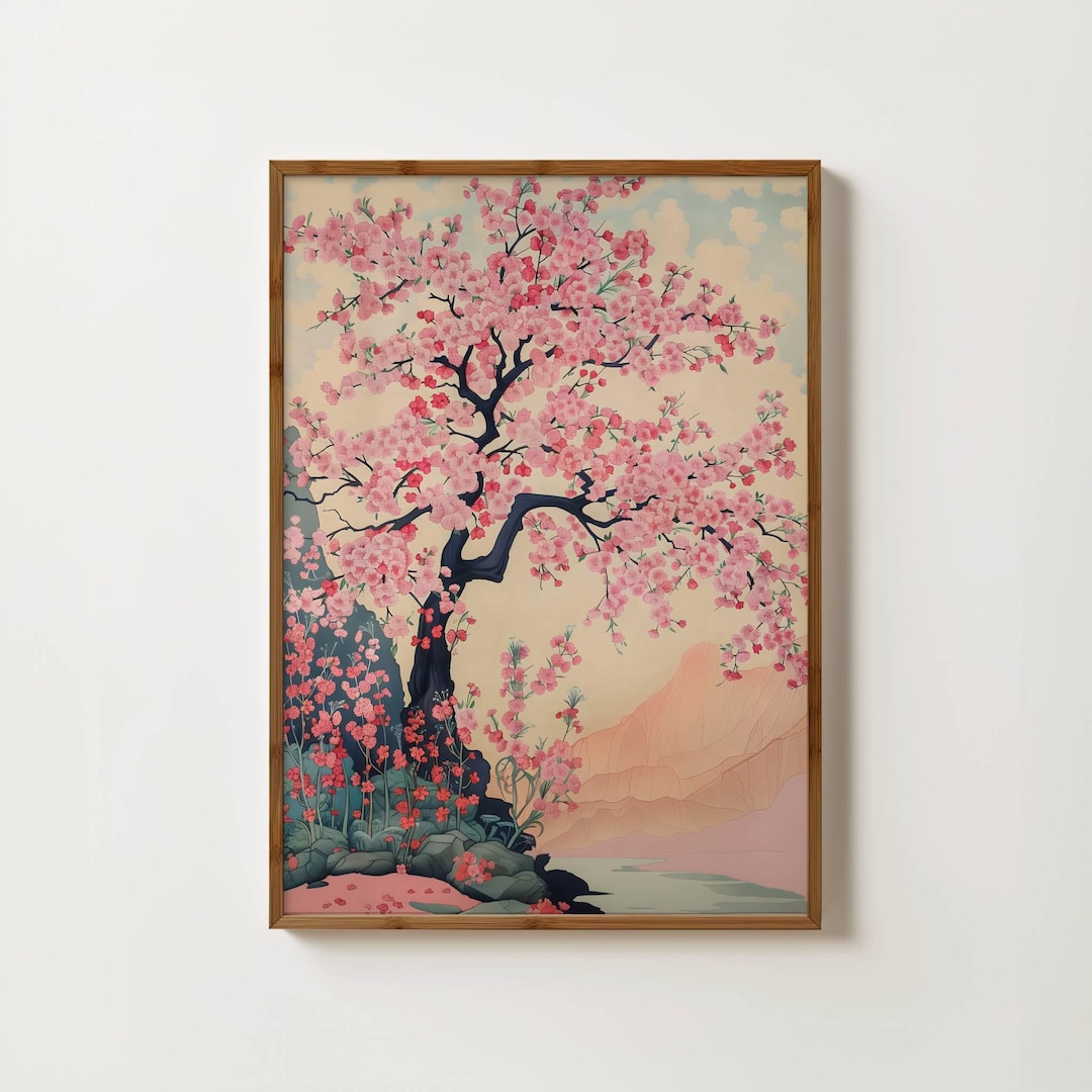 Cherry Blossom Tree Print Japanese Tree Art Sakura Tree Poster Cherry ...