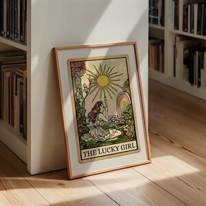 Lucky Girl Print Funny Tarot Wall Art Lucky Girl Syndrome Preppy Dorm Decor Feminist Poster Manifest Prints Maximalist Wall Art Witchy Print bild 5