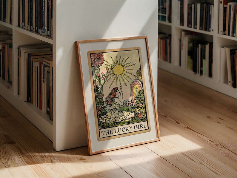 Lucky Girl Print Funny Tarot Wall Art Lucky Girl Syndrome Preppy Dorm Decor Feminist Poster Manifest Prints Maximalist Wall Art Witchy Print bild 5
