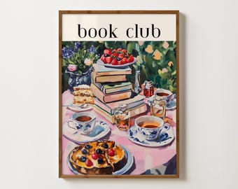 Book Club Print Reading Wall Art More Books Print Book Lover Gift Library Decor Bookish Art Book Club Poster Reading Prints One More Chapter