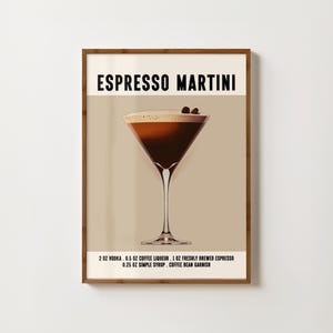 Impresión de espresso martini, decoración de carrito de bar, póster de espresso martini, arte de cocina, impresiones de cócteles, impresión retro de alcohol, decoración de happy hour, impresión de café