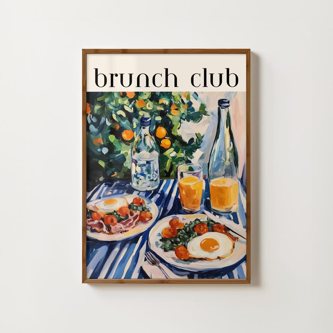 Breakfast Print Brunch Club Food Print Breakfast Dining Print Dinner Table Print Fried ...