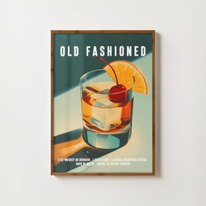 Decoración de carrito de bar con impresión antigua, póster antiguo, arte de pared de cocina, impresiones de recetas de cócteles antiguos, impresiones de alcohol, impresiones de carrito de bar retro