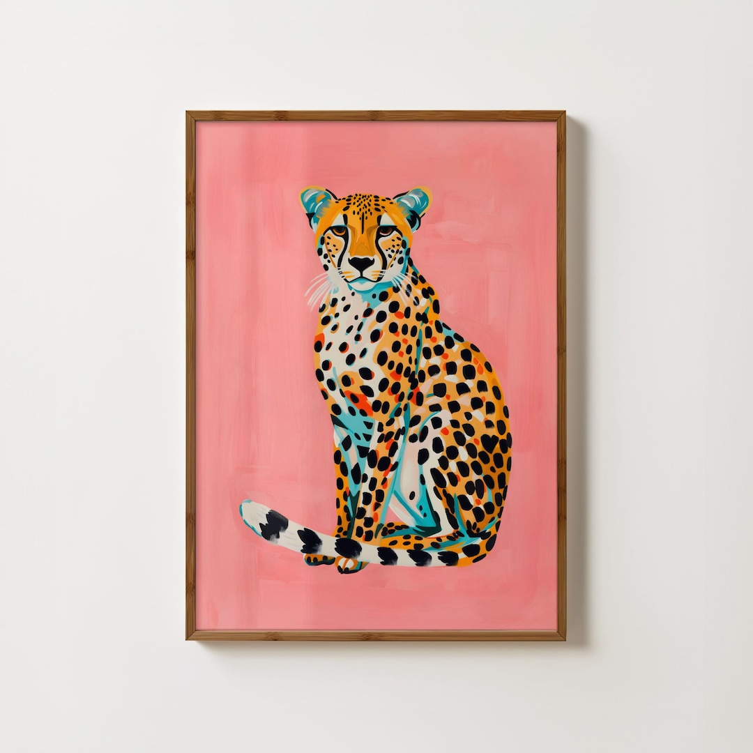 Pink Cheetah Print Eclectic Cheetah Wall Art Preppy Leopard Poster ...