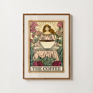 Impresión de la carta del Tarot del Café, arte de pared para cocina, póster de café, decoración de cocina bohemia, impresión para amantes del café, arte de pared de café, arte de té y café para la cocina