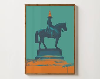 Glasgow Print Duke Of Wellington Statue Glasgow Wall Art Scottish Prints Glasgow Scotland Poster Glasgow Gifts Scottish Glasgow Landmarks